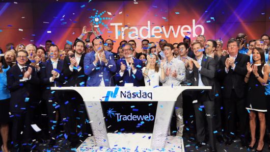 Tradeweb IPO at the Nasdaq, April 4, 2019.