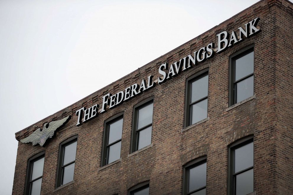 PHOTO:A sign hangs above the headquarters of The Federal Savings Bank, Feb. 23, 2018, in Chicago.