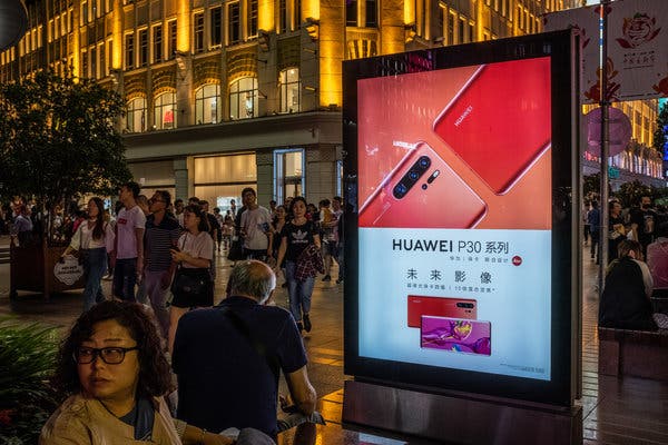 An advertisement for Huawei, the Chinese telecommunications equipment giant, in Shanghai.