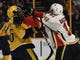 Predators defenseman P.K. Subban (76) and Flames center