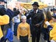 Cade Ellenburg walks with P.K. Subban during the Predators'