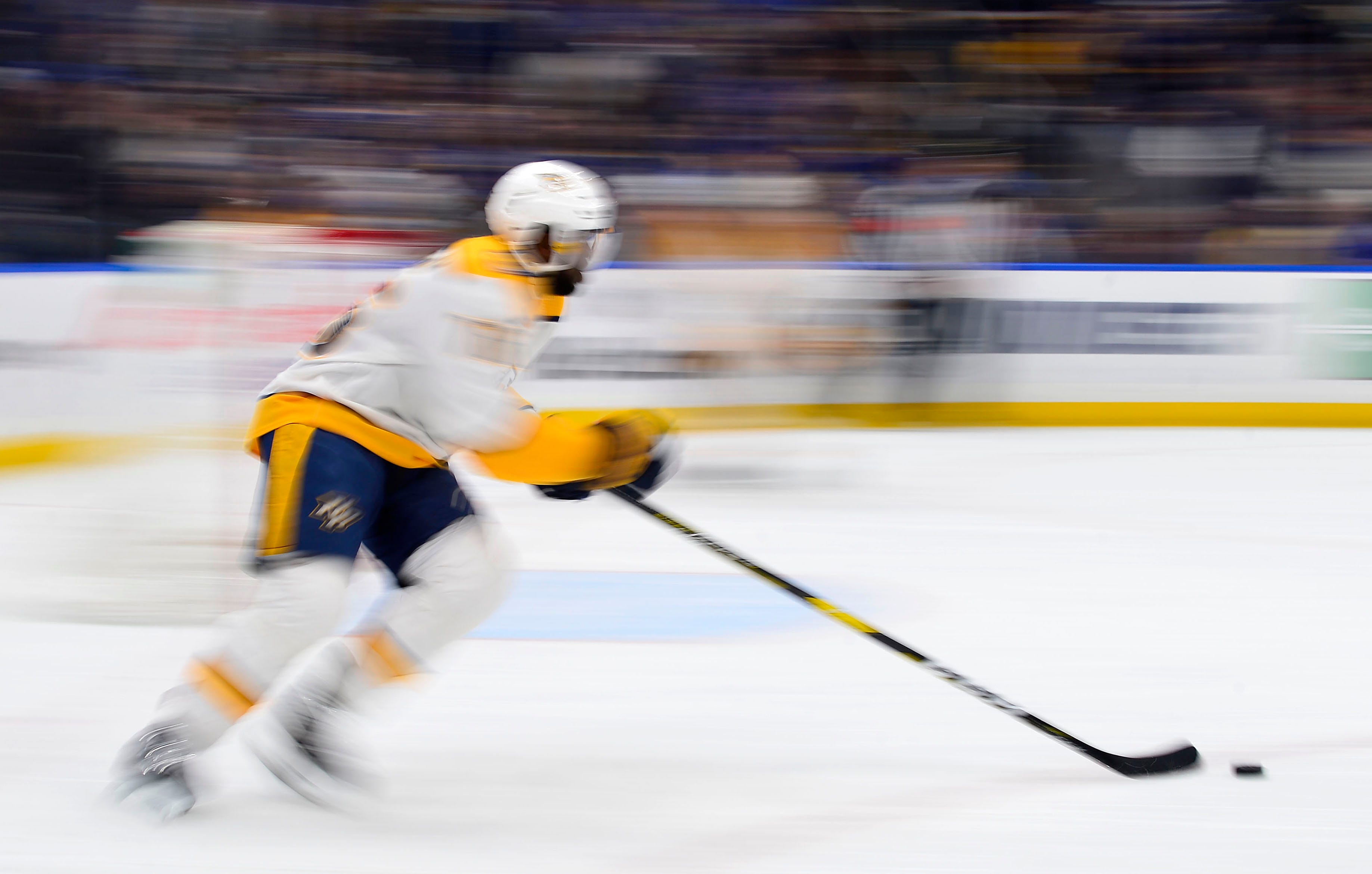 Nashville Predators defenseman P.K. Subban (76) handles the puck during the third period against the St. Louis Blues at Enterprise Center.