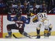 Colorado Avalanche left wing Gabriel Landeskog collides