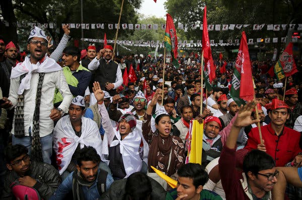 Students in New Delhi marched in February to demand that the government take action on unemployment.