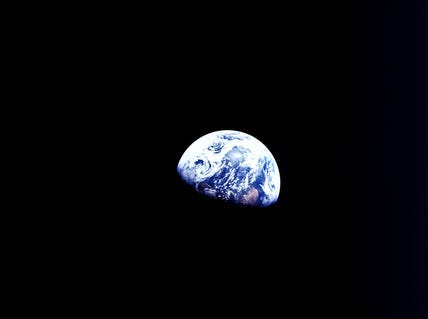 This iconic image called Earthrise was taken aboard Apollo 8 by Bill Anders.