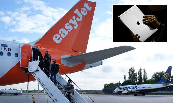 easyJet flights easy jet flight safety warning hand luggage iPad baggage cabin