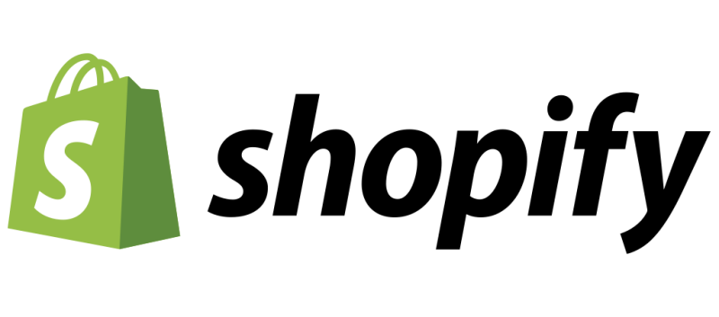 Shopify logo with green shopping bag icon with white S.