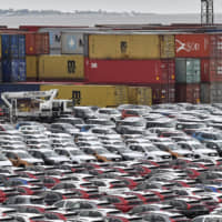 Cars for import and export are seen at a port in Bremerhaven, Germany. Europe's leading automotive trade groups have joined forces to warn about the "catastrophic" consequences of a "no-deal" Brexit.