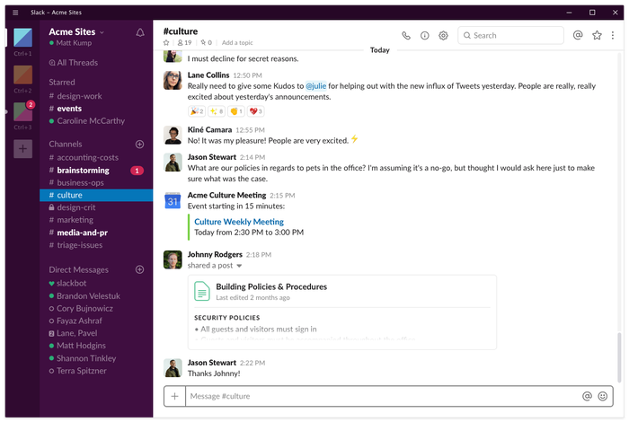 The Slack app.