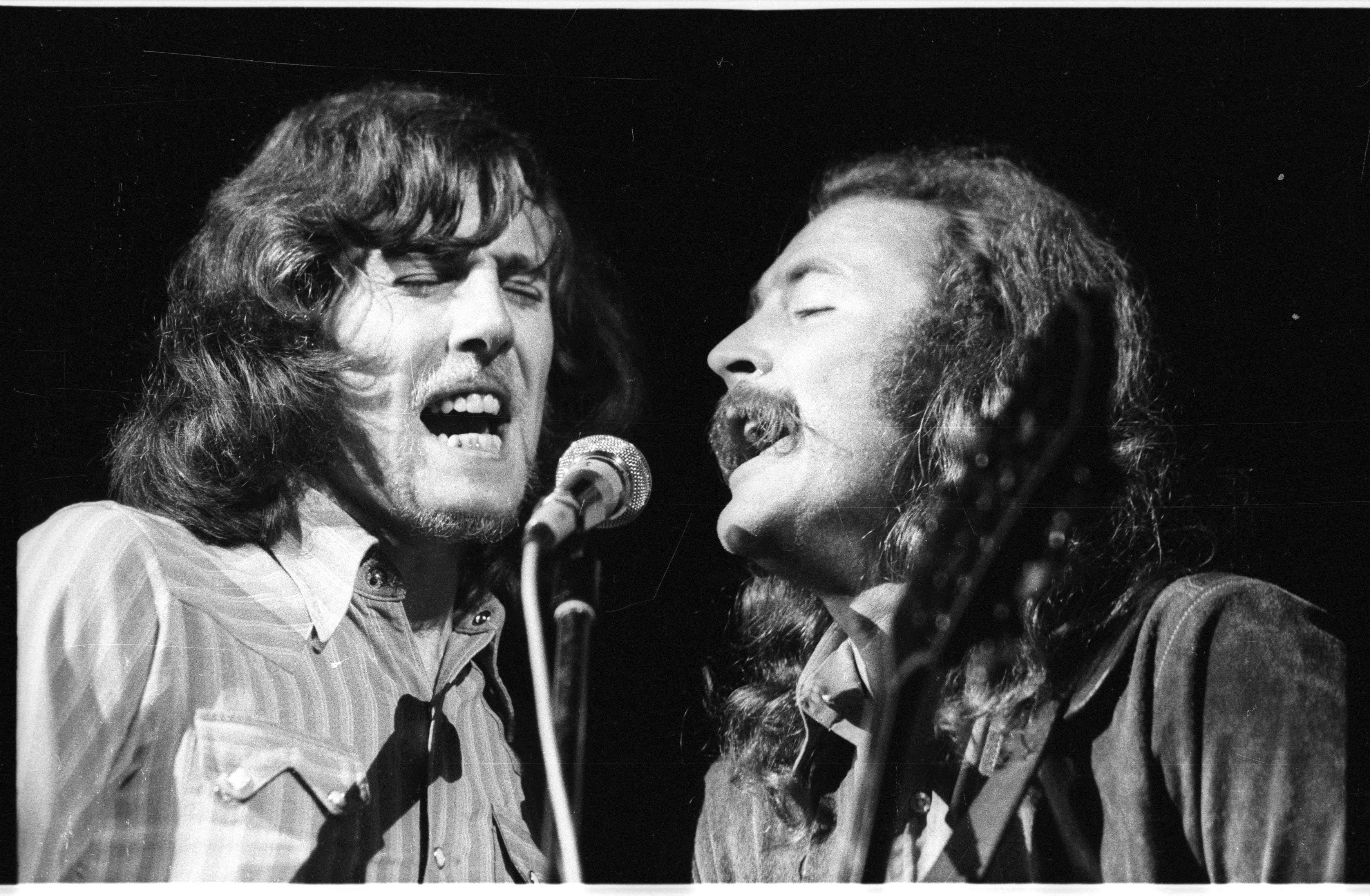 Crosby Stills Nash and Young Graham Nash and David Crosby at Woodstock in 1969.