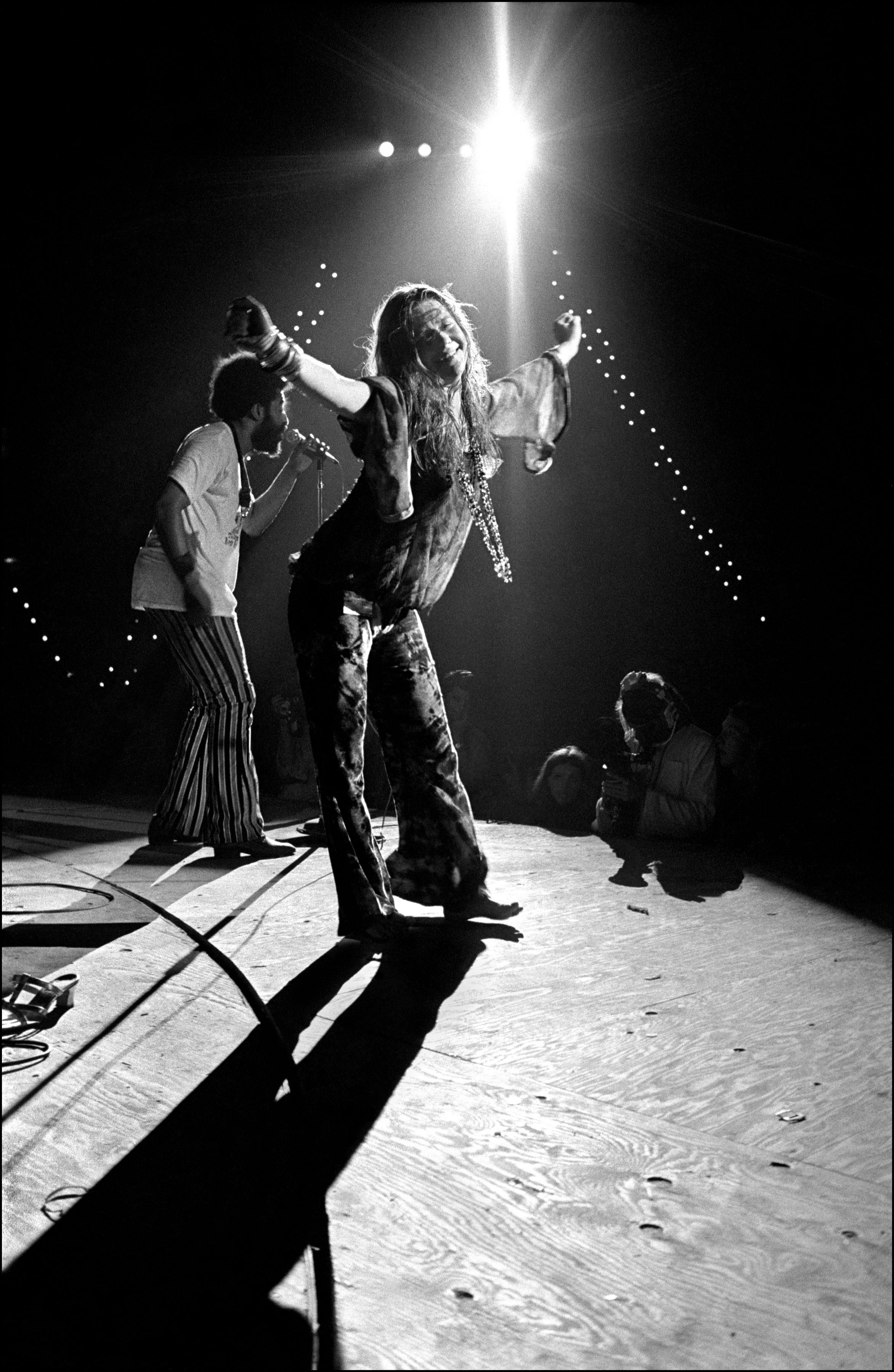 Janis Joplin at the Woodstock Festival in Bethel, NY., in 1969.