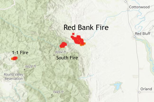 Mapping tools from the National Aeronautics and Space Administration show fire activity in the past 24 hours as of noon, Sept. 6, 2019.