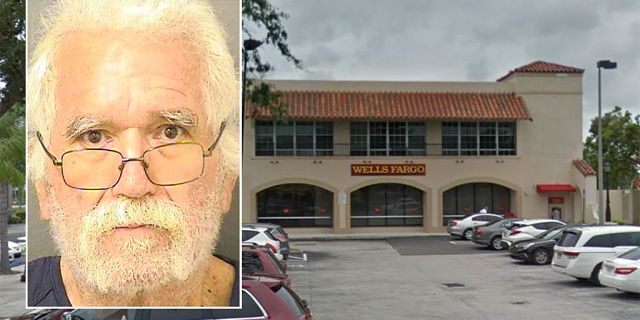 Sandy Hawkins, 73, was charged with robbery after he allegedly demanded a Wells Fargo bank teller give him exactly $1,100.