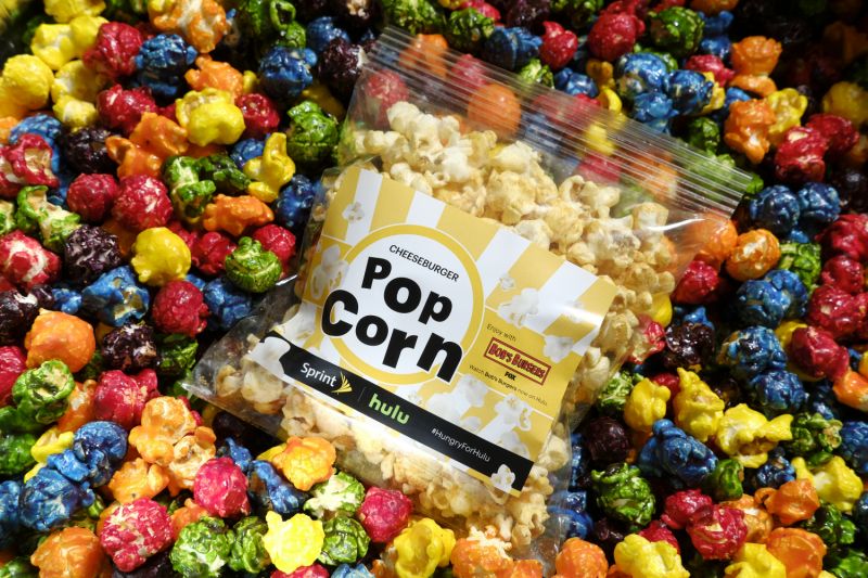 Beginning Nov. 17, Sprint Unlimited Freedom will include Hulu. To celebrate their partnership, Sprint created quite the sweet (and salty) surprise for consumers – eight different flavors of popcorn that give consumers a taste of their favorite Hulu show. (AJ Mast/AP Images for Sprint)