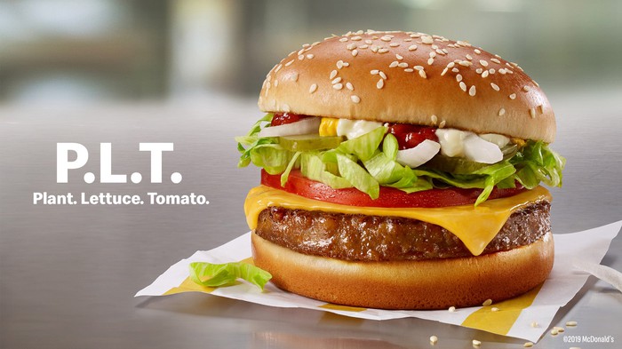 The P.L.T burger from McDonald's is made with Beyond Meat product.