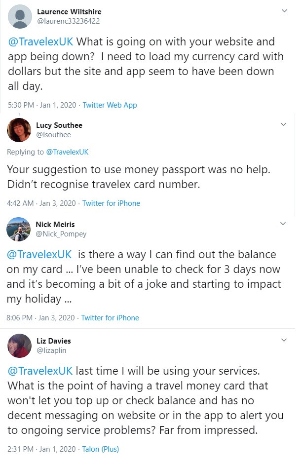  Travelex customers have been posting on social media complaining that their travel cards aren't working