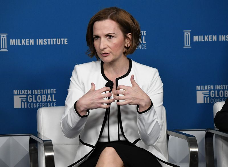 BEVERLY HILLS, CA - APRIL 29: Jelena McWilliams, Chairman, Federal Deposit Insurance Corporation, participates in a panel discussion during the annual Milken Institute Global Conference at The Beverly Hilton Hotel on April 29, 2019 in Beverly Hills, California. (Photo by Michael Kovac/Getty Images)