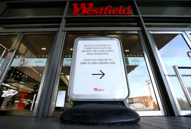 LONDON, ENGLAND - APRIL 07: A sign outside the Westfield Stratford Shopping Centre shows it's closure on April 07, 2020 in London, England. There have been around 50,000 reported cases of the COVID-19 coronavirus in the United Kingdom and 5,000 deaths. The country is in its third week of lockdown measures aimed at slowing the spread of the virus. (Photo by Alex Pantling/Getty Images)