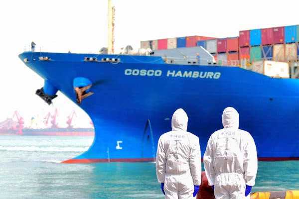 A container ship in Qingdao, China. One way the coronavirus may change the world economy is in making countries re-examine their reliance on far-flung supply chains.