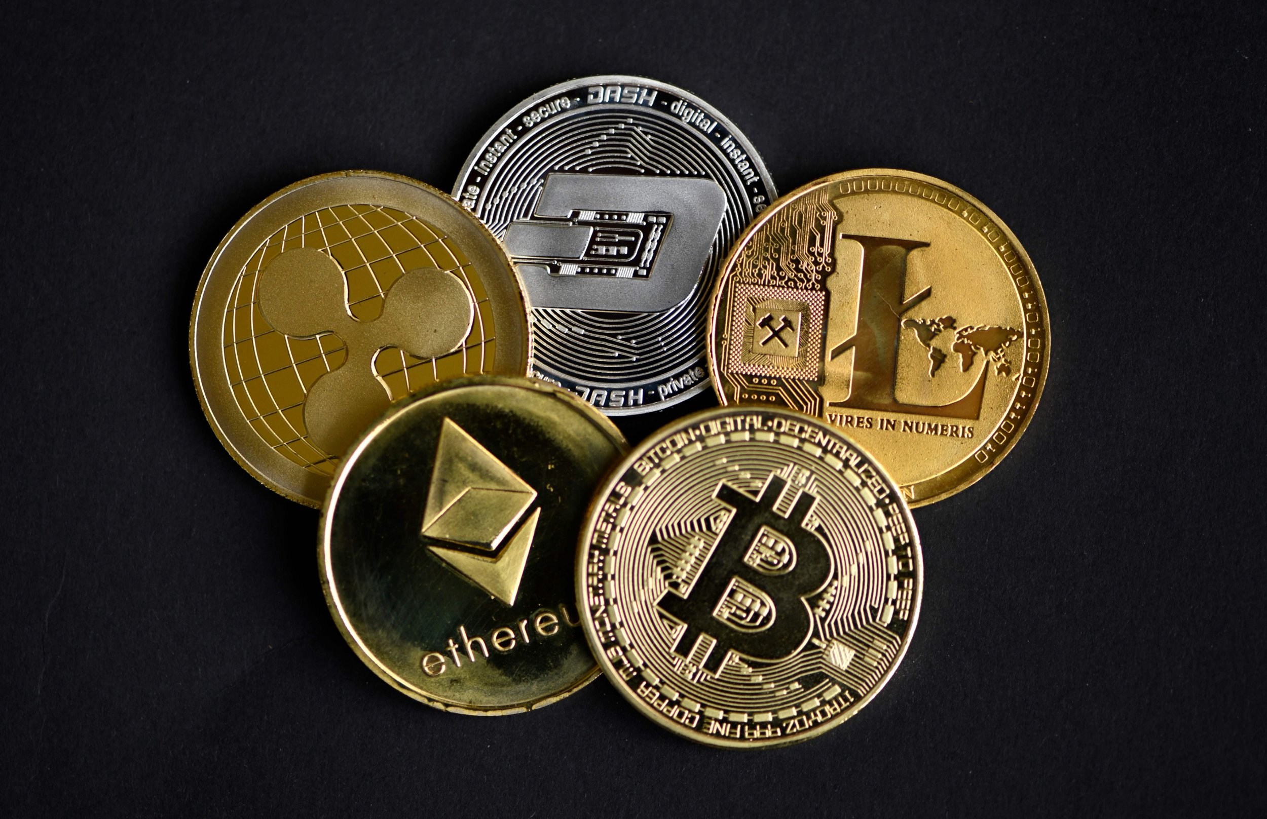 The photo shows physical imitations of cryptocurrency in Dortmund, western Germany, on January 27, 2020. (Photo by INA FASSBENDER / AFP) (Photo by INA FASSBENDER/AFP via Getty Images)