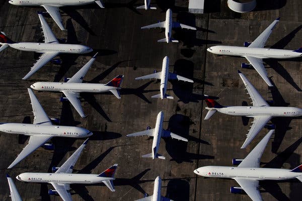 Delta Air Lines planes in Birmingham, Ala., in March.