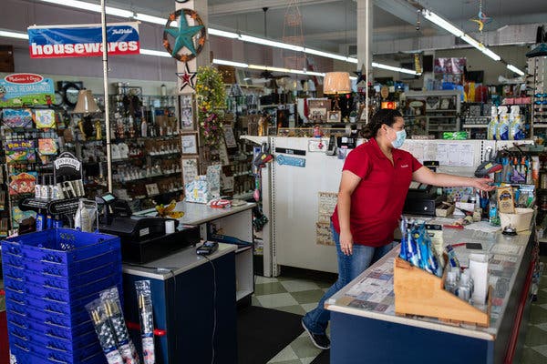 A hardware store in Hallettsville, Tex. The state has been a recent hot spot for coronavirus cases.