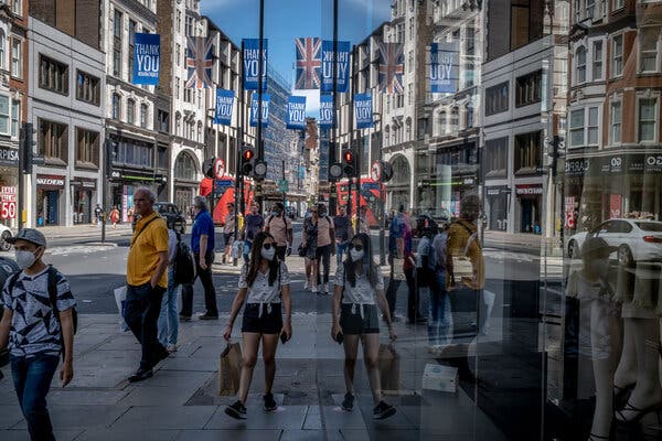 Shoppers on London’s busiest shopping street, Oxford Street. Consumer spending in Europe has shown signs of improvement.