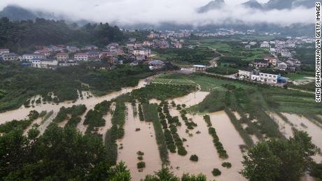 This aerial photo taken on July 6 shows flooded farmland in Shimen County, in central China&#39;s Hunan Province. The country has been hit by the worst flooding it has experienced in years.