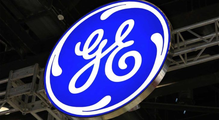 A large General Electric (GE) sign.