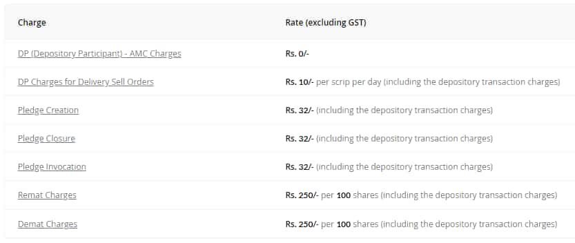 Depository charges; Source: Paytm Money