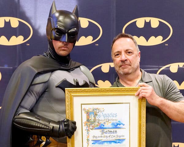 Bob Harras, the editor in chief of DC Comics, at a “Celebrate Batman Day” event last year in Los Angeles. Mr. Harras was reportedly laid off on Monday.