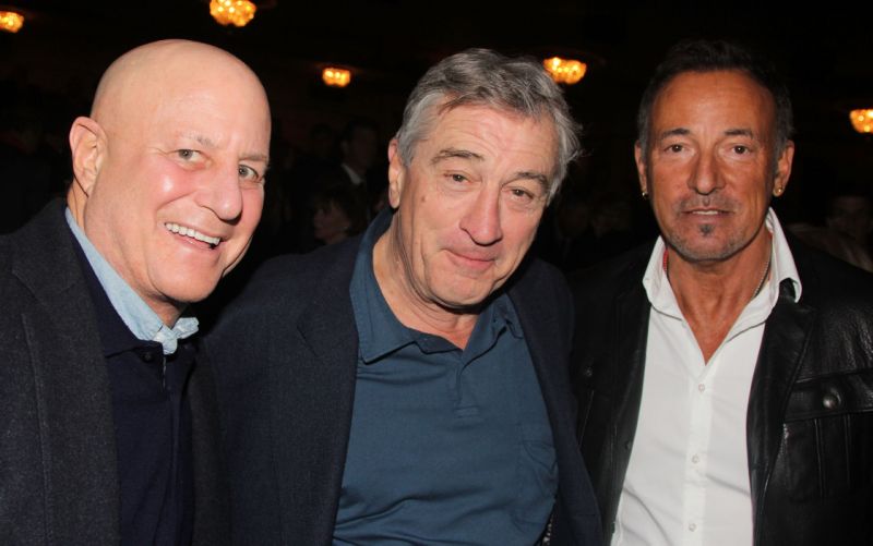 NEW YORK, NY - OCTOBER 26: (L-R) Ron Perelman, Robert DeNiro and Bruce Springsteen pose at The Opening Night of "The Last Ship" on Broadway at The Neil Simon Theatre on October 26, 2014 in New York City. (Photo by Bruce Glikas/FilmMagic)