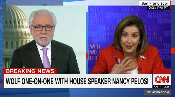 Speaker Nancy Pelosi spoke to Wolf Blitzer on CNN on Tuesday, sharing her unwillingness to accept a scaled-down bill.